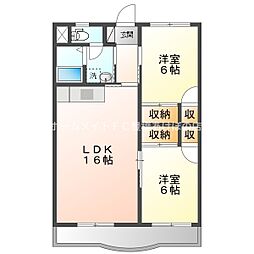 ビラ高千穂 3階2LDKの間取り