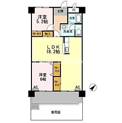 フィオーレ・アダチ 2LDKの間取図画像