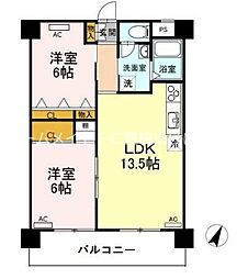 ビラ鳳笙 2LDKの間取図画像