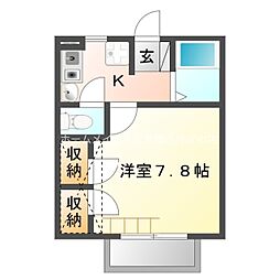ベノワコートA 1Kの間取図画像