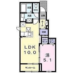 ネガット松並A 1LDKの間取図画像