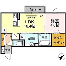 プラシード 1LDKの間取図画像