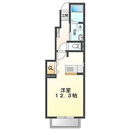 エヴァーグリーン二川 ワンルームの間取図画像