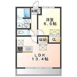 ルネス・リバーサイドキタジマ 1LDKの間取図画像