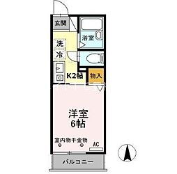 ハミング南牛川 1Kの間取図画像