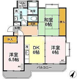 サンハイツ中浜 3DKの間取図画像