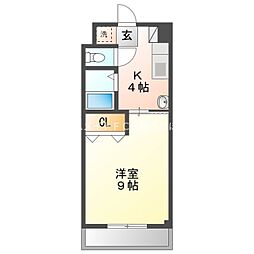 パラシオン 1Kの間取図画像