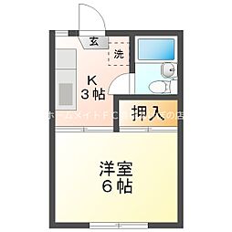 フォーブル山田A棟 1Kの間取図画像
