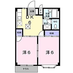 ポートエルディムA 2DKの間取図画像