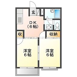 ハイムドルチェ 2DKの間取図画像