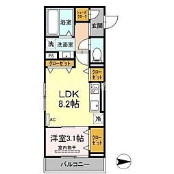 トカティ 1LDKの間取図画像