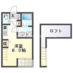 リバーサイド花田 ワンルームの間取図画像