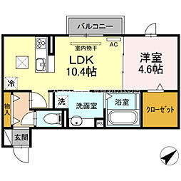 プラシード 1LDKの間取図画像