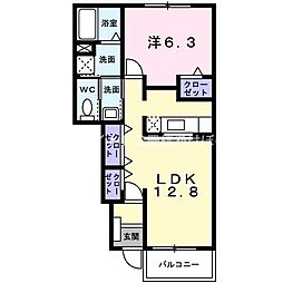 ストラーレ牛川 1LDKの間取図画像