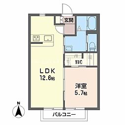グリーンステージ高田山 1LDKの間取図画像