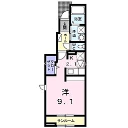 ノースプレインA 1Kの間取図画像