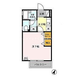 セジュール宮腰 1Kの間取図画像