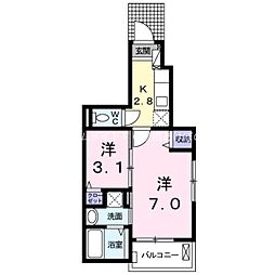 エレガントハウス夢 2Kの間取図画像