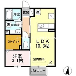 D-roomやまはB 1LDKの間取図画像