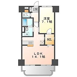 第1丸中マンション 1LDKの間取図画像