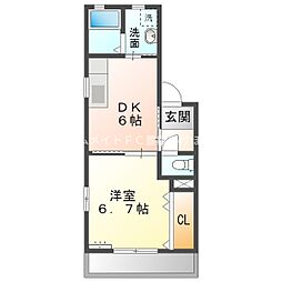 サラーム東脇 1DKの間取図画像