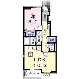 アイランド花月2 1LDKの間取図画像