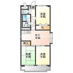 オアシス鷹丘 3DKの間取図画像