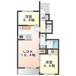 豊橋市松井町字中新切アパート 2LDKの間取図画像