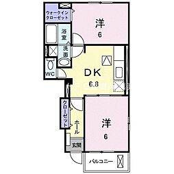 クリアネスF2 2DKの間取図画像
