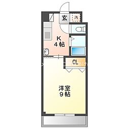 パラシオン 1Kの間取図画像
