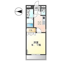 グランデール栄 1Kの間取図画像