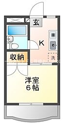 OKマンション 1Kの間取図画像