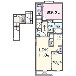 馬見塚町アパート(028718901) 1LDKの間取図画像