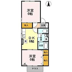 セジュール飯村北 2DKの間取図画像