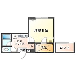 セザンヌ王ケ崎 1DKの間取図画像
