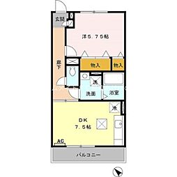 ブランヴィラージュA 1DKの間取図画像