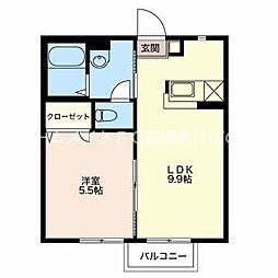 サウスウィングB 1LDKの間取図画像