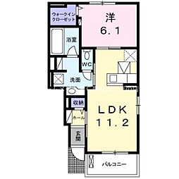 ヴィラブルーモント3 1LDKの間取図画像