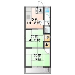 平安コーポ 2DKの間取図画像