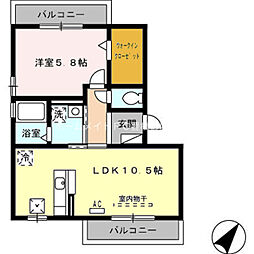 CasaBianco 1LDKの間取図画像