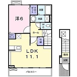 カーサ・セレーノ 1LDKの間取図画像