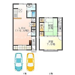 カーサ・ミノワ1 2LDKの間取図画像