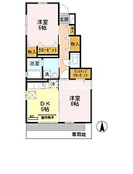 アムールB 2DKの間取図画像
