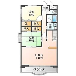 ヴィラウィル 2LDKの間取図画像