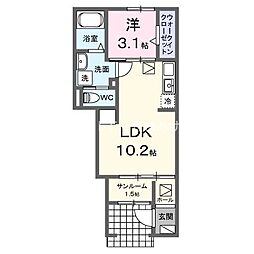 ブルーデイジー 1LDKの間取図画像