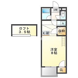 セザンヌ福江A ワンルームの間取図画像