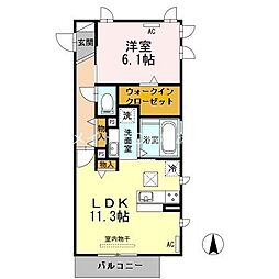 ウィル 1LDKの間取図画像