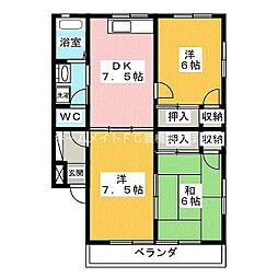 ウィングコート叶 3DKの間取図画像