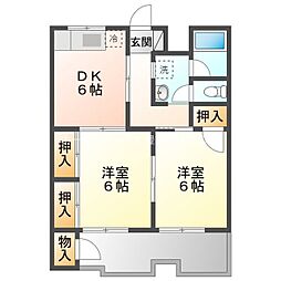ヴィレッジ杉田B 2DKの間取図画像
