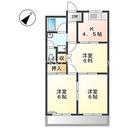 リバティハイツA 3Kの間取図画像
